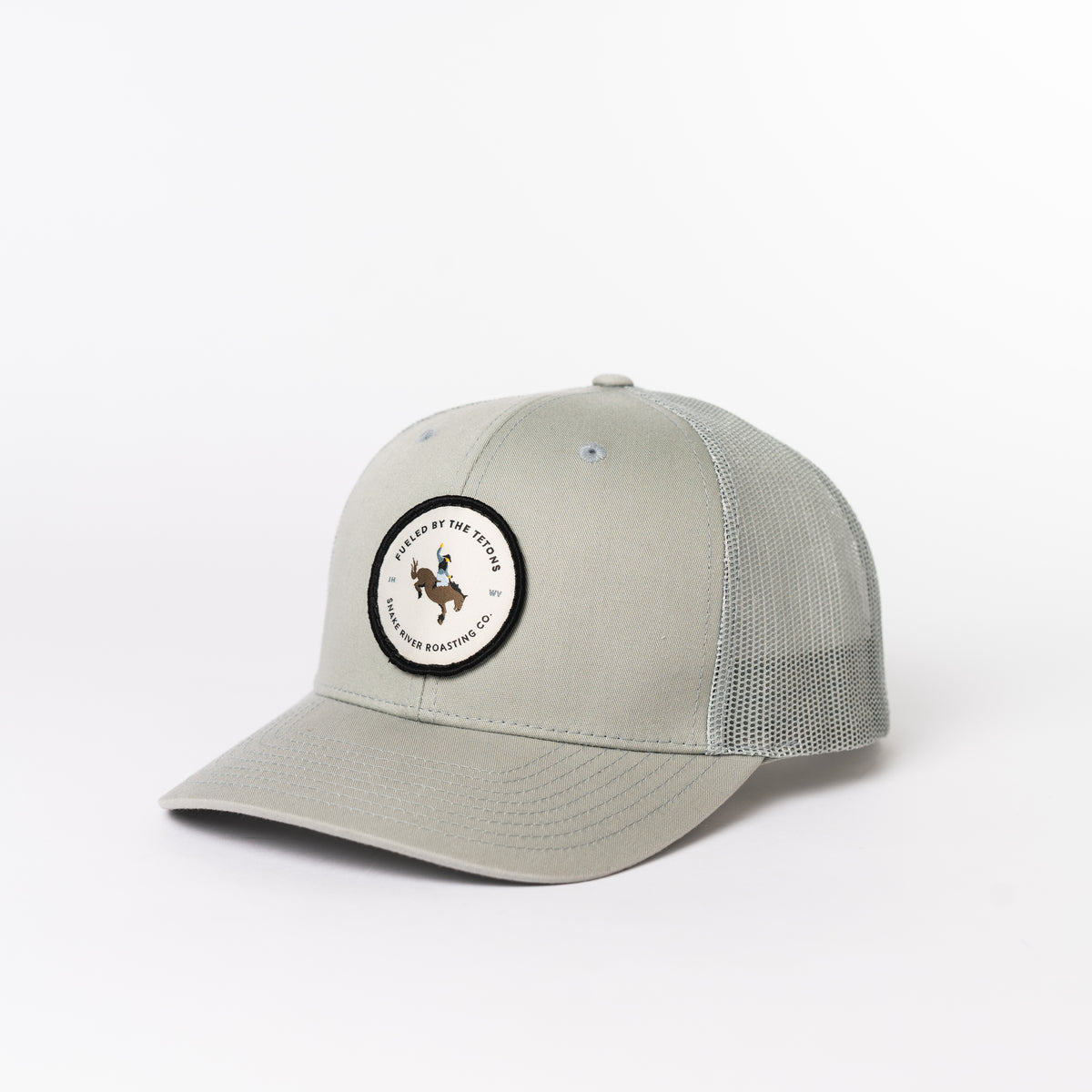 SRRC Trucker Snapback — Snake River Roasting Co. merch, studio photo on a white background (1 of 3)