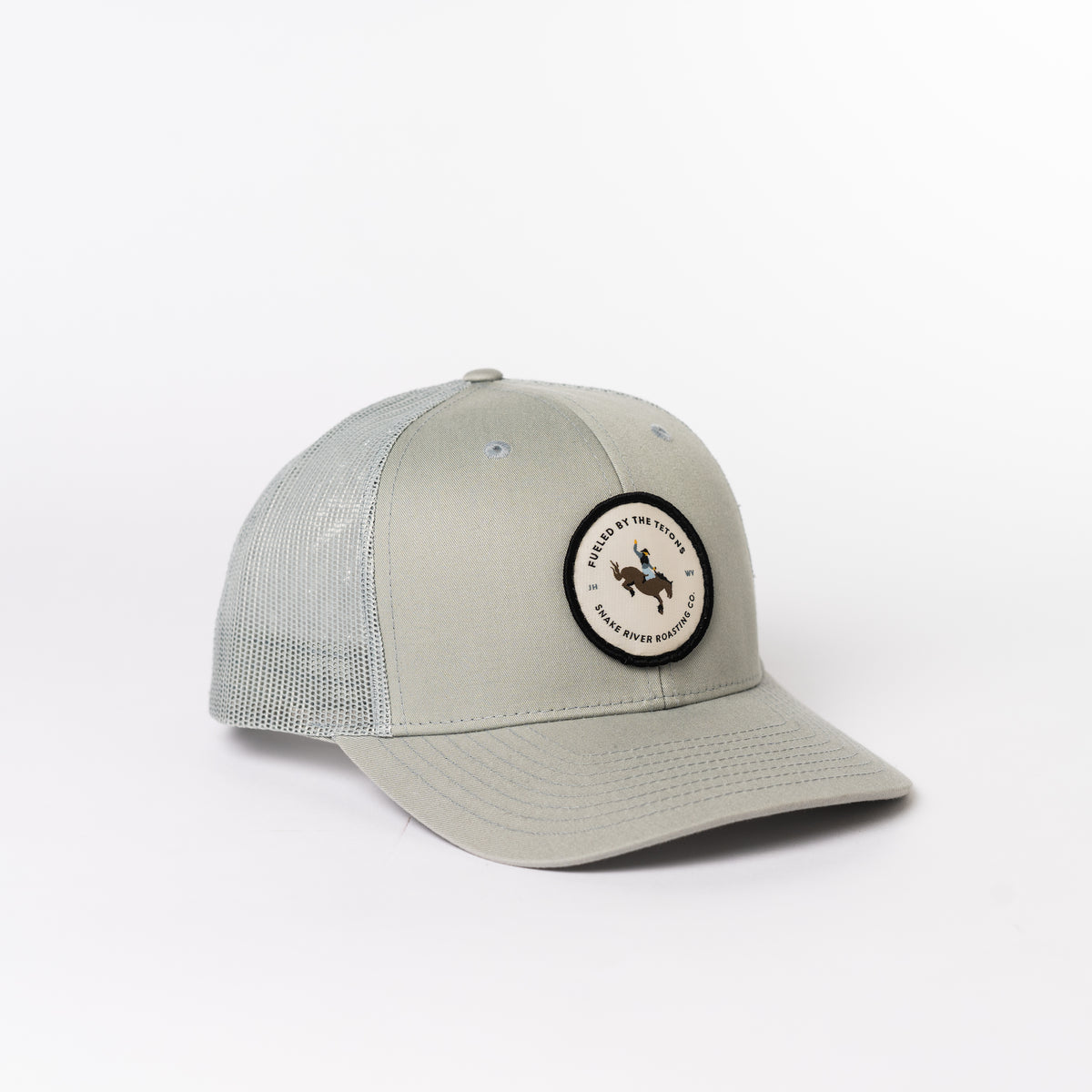 SRRC Trucker Snapback — Snake River Roasting Co. merch, studio photo on a white background (3 of 3)