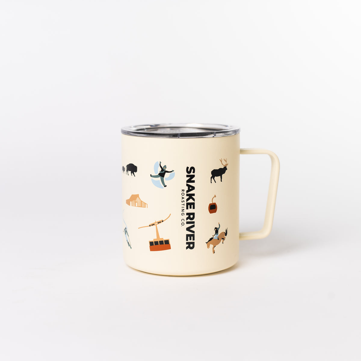 SRRC Icon Camp Mug 12oz — Snake River Roasting Co. merch, studio photo on a white background (1 of 4)