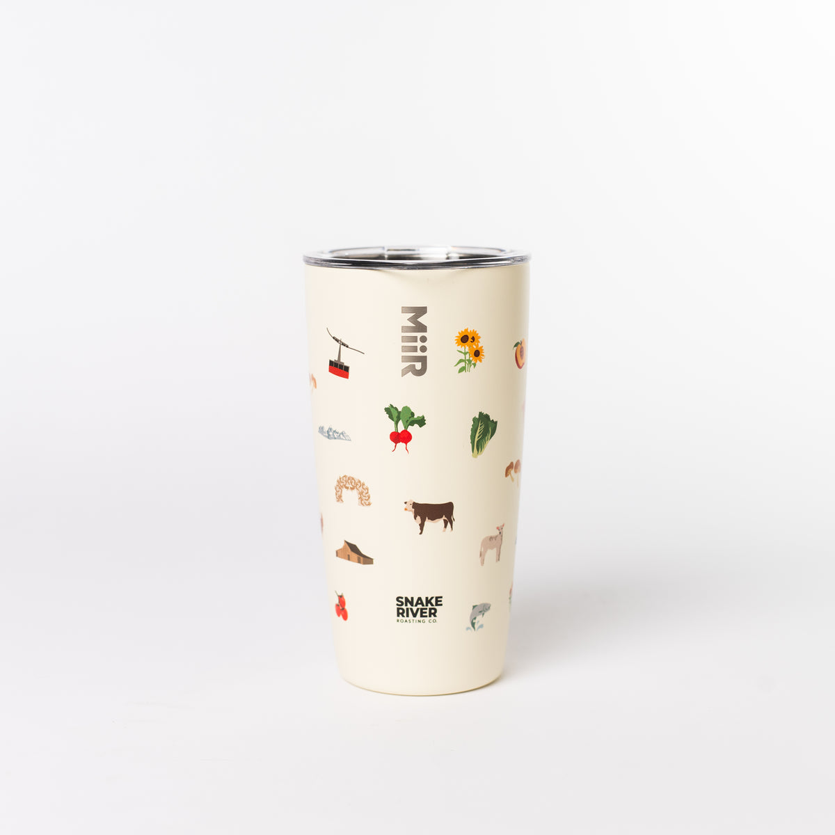 Farmers Market Tumbler 16oz — Snake River Roasting Co. merch, studio photo on a white background (3 of 4)