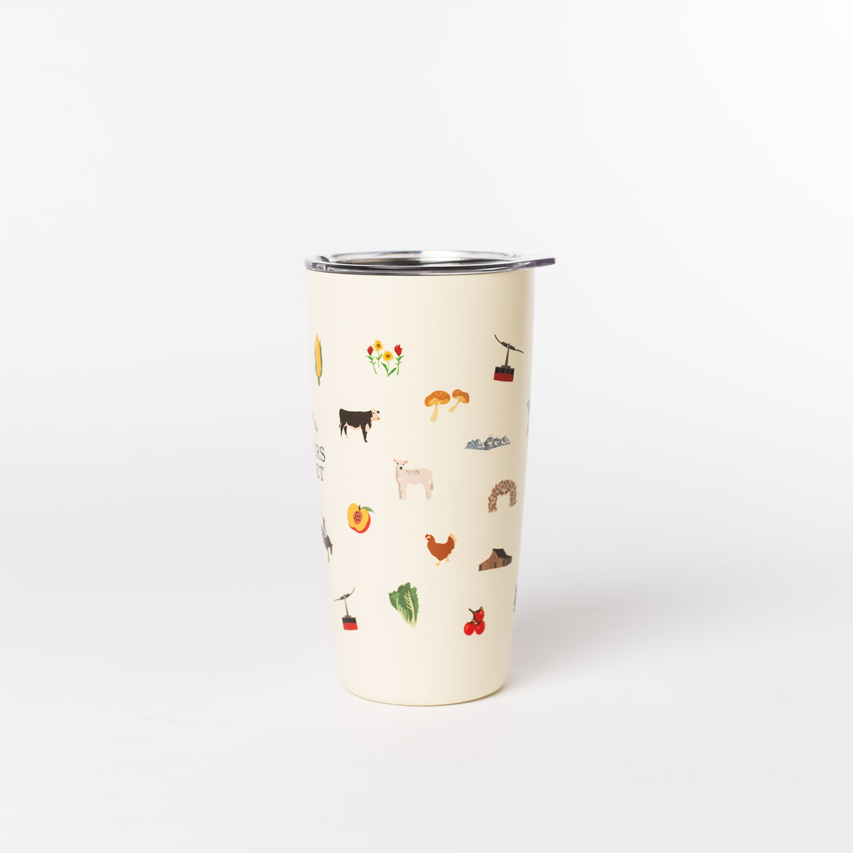 Farmers Market Tumbler 16oz — Snake River Roasting Co. merch, studio photo on a white background (4 of 4)