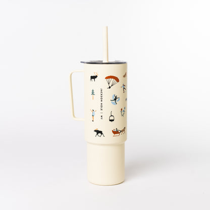 32oz All Day Straw Cup — Snake River Roasting Co. merch, studio photo on a white background (3 of 4)
